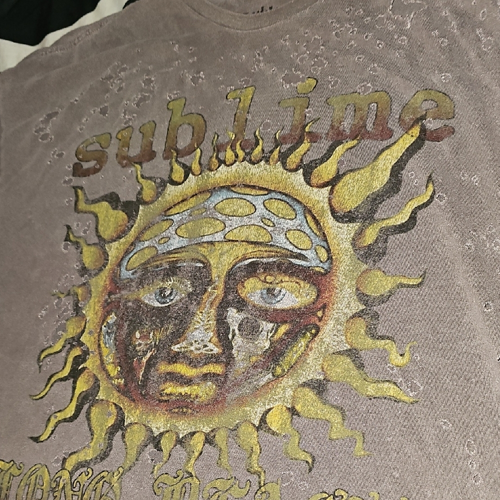 Sublime Long Beach Graphic With Holes In Front Of Shirt,, Very Vintage,